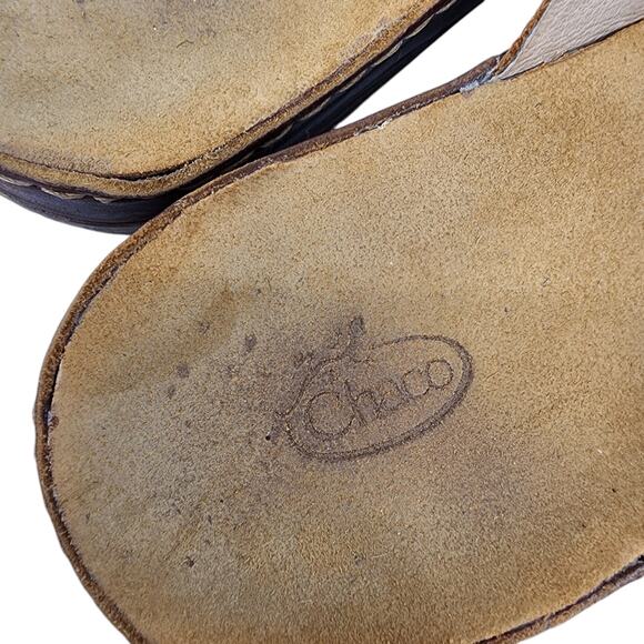 Chaco Women's Wayfarer Toffee Brown Leather Slip On Comfort Slides Size 11 - Picture 4 of 7
